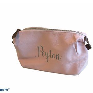 Pink Vegan Leather Large Makeup Cosmetic Bag